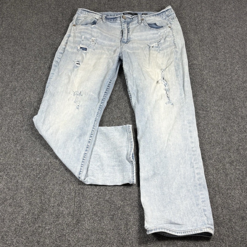 BKE Buckle Tyler Jeans Men Fits 36x29 Blue Denim Distressed Stretch Straight Leg